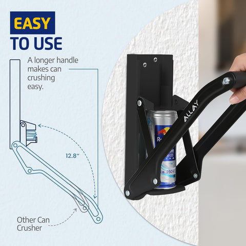 Allay wall-mount crusher handles 16oz and 12oz cans with ease