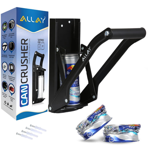 Allay wall-mounted can crusher with built-in bottle opener for quick recycling