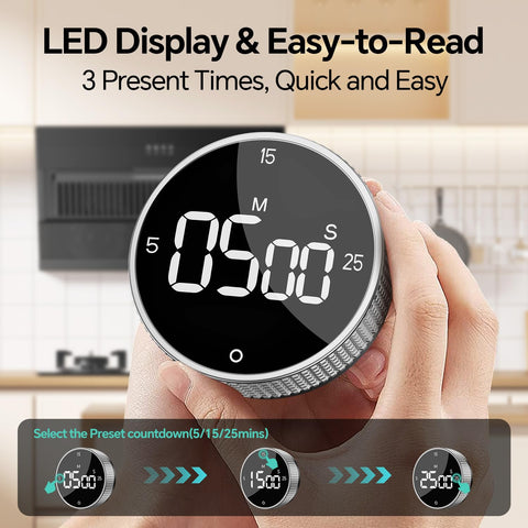 Allbean timer presets for 5, 15, and 25 minutes for quick timing
