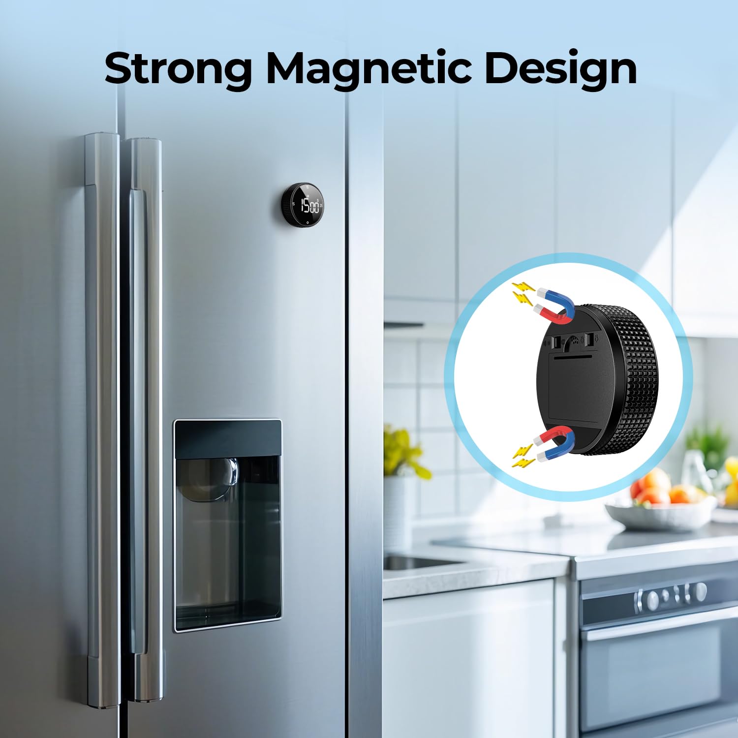 Allbean timer shows a large LED display easy to read from across the kitchen