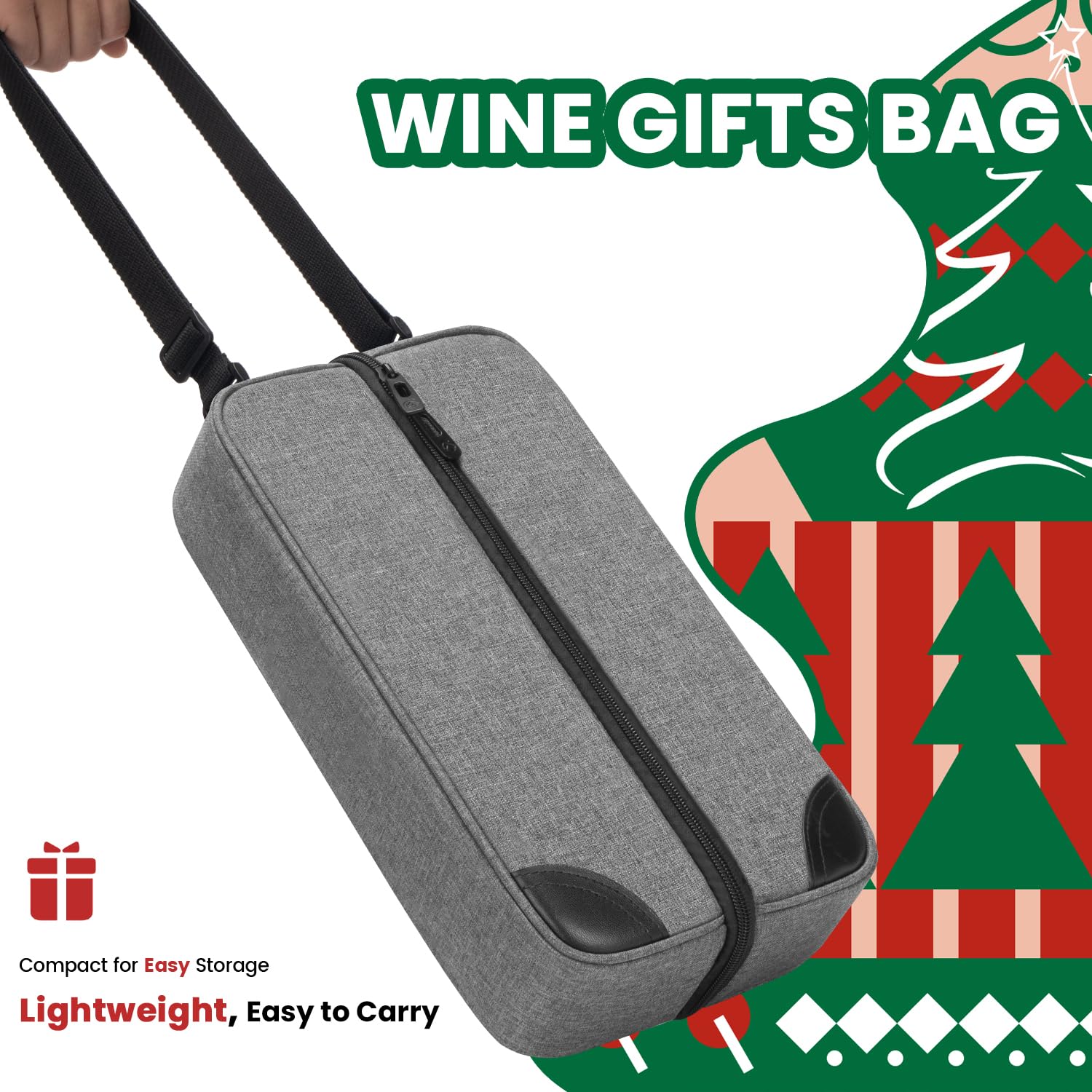 ALLCAMP Wine Bag adjustable shoulder strap for comfortable carrying