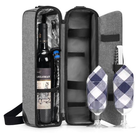 ALLCAMP Wine Bag grey tote, side view, stylish and portable for outdoor use