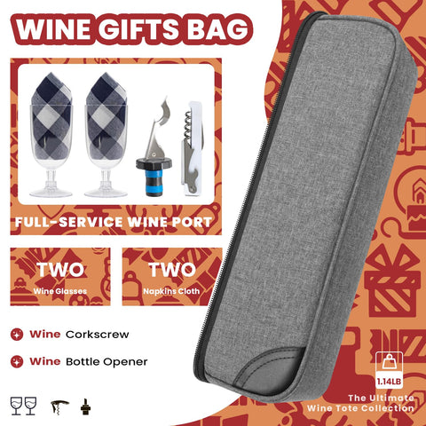 ALLCAMP Wine Bag contents include two glasses and accessories for picnics