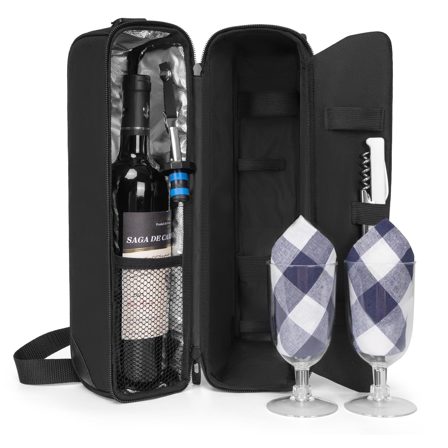 ALLCAMP Wine Bag insulated tote keeps drinks cool for picnics and travel