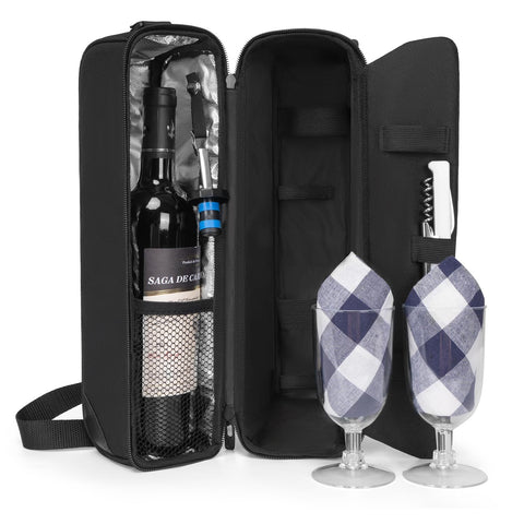 ALLCAMP Wine Bag insulated tote keeps drinks cool for picnics and travel