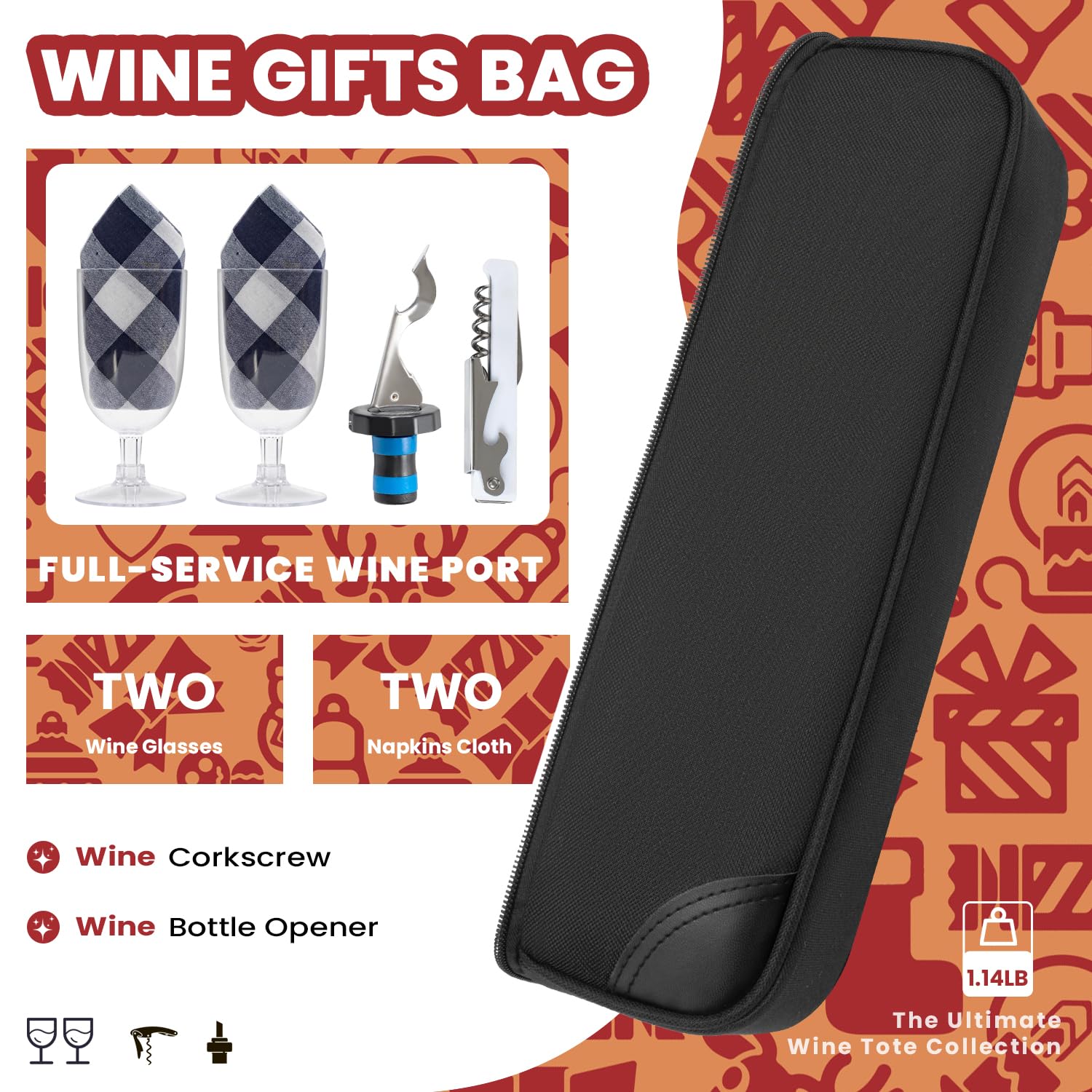 ALLCAMP Wine Bag napkins for tidy, on-the-go serving