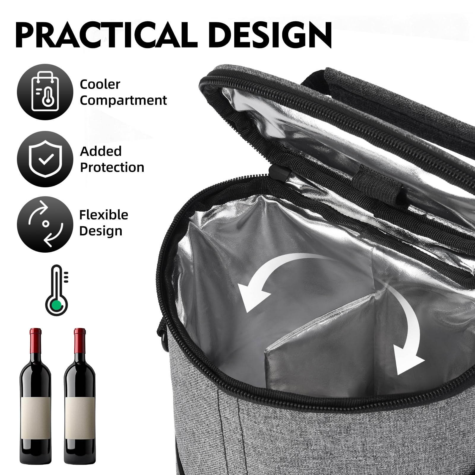 Allcamp wine tote adjustable shoulder strap for easy travel.