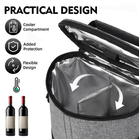 Allcamp wine tote adjustable shoulder strap for easy travel.