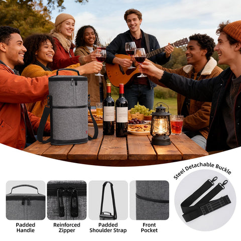 Allcamp wine tote corkscrew pocket for convenient tastings.