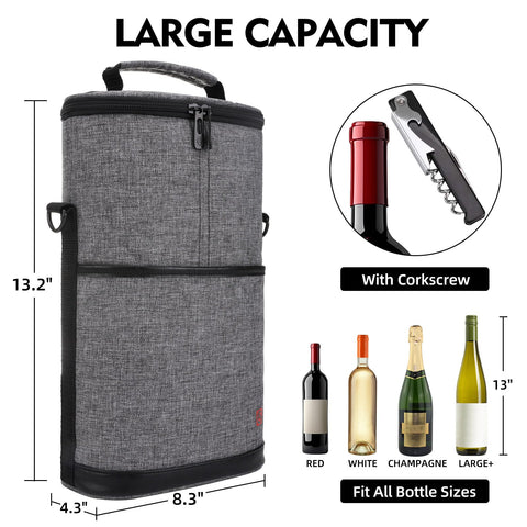 Allcamp wine tote interior view with bottles and cooler space.