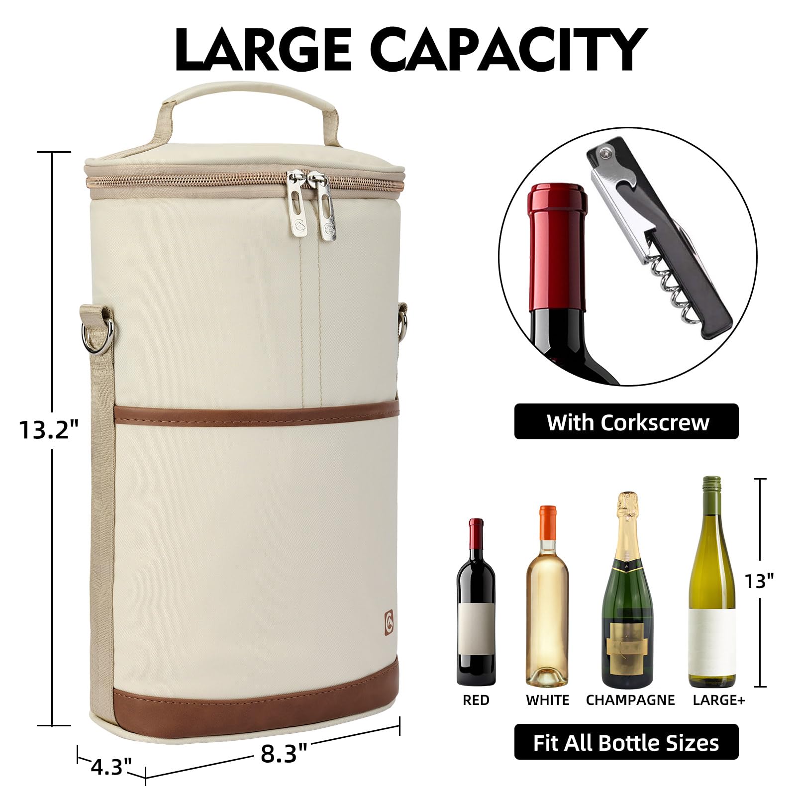 AllCAMP wine tote with removable strap for easy carrying