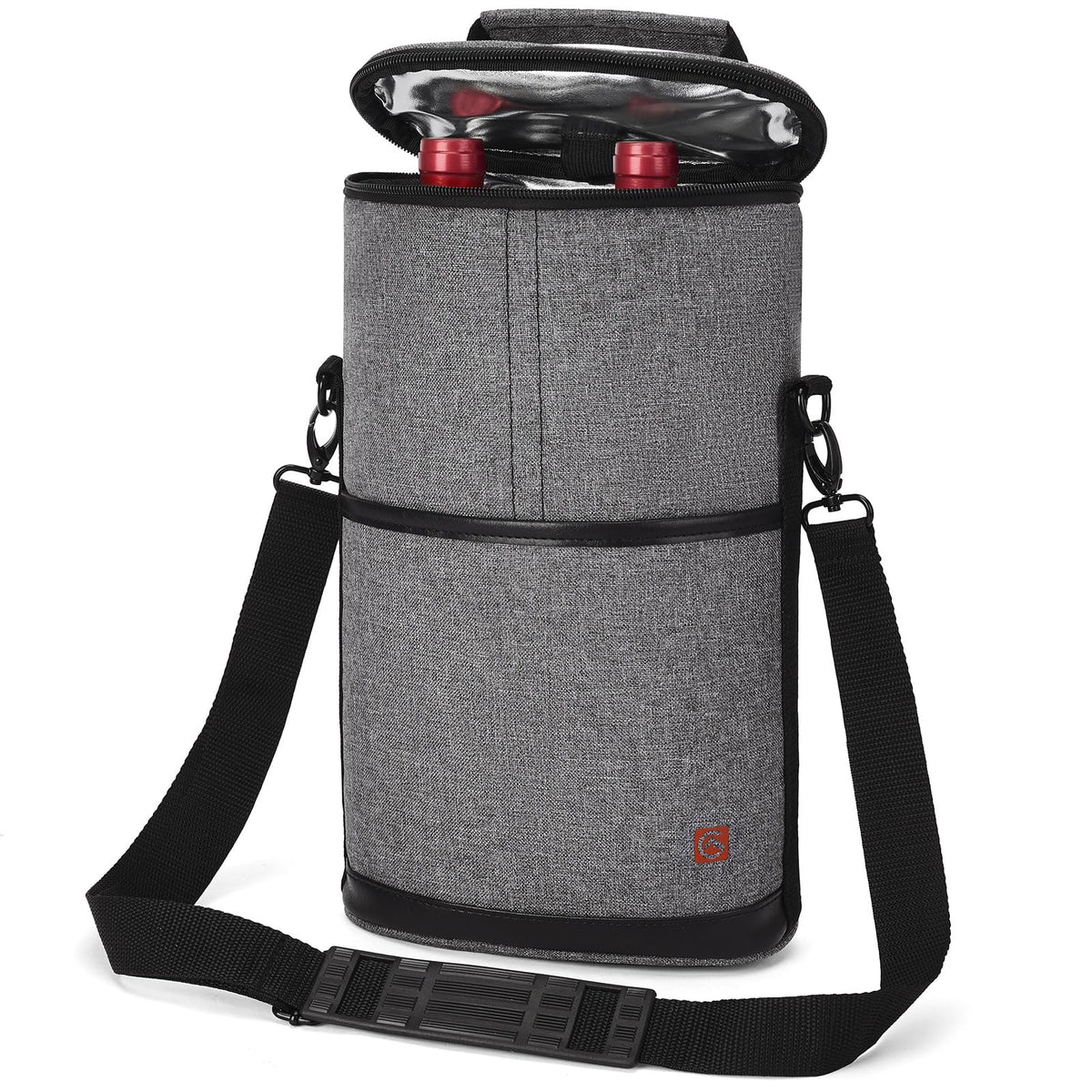 Allcamp wine tote two bottle closed, portable insulated design for picnics.
