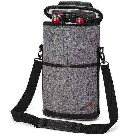 Allcamp wine tote two bottle closed, portable insulated design for picnics.