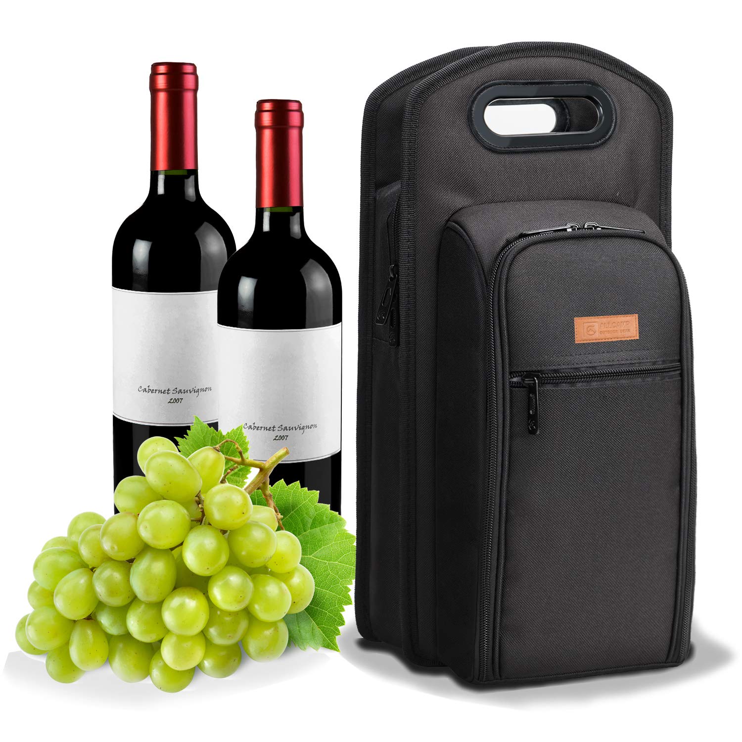 ALLCAMP wine travel bag exterior with sleek black design for stylish picnics