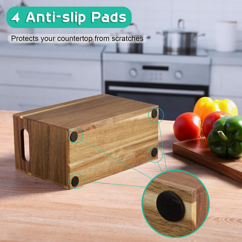 ALELION Acacia Wood Utensil Holder built-in-handle for easy transport