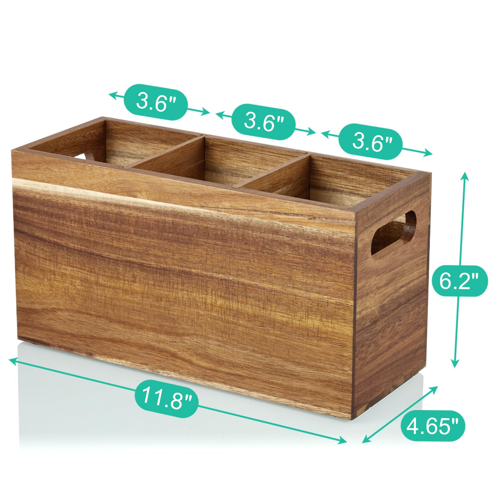 ALELION Acacia Wood Utensil Holder corner-design saves space