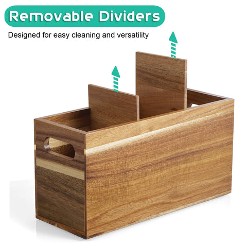 ALELION Acacia Wood Utensil Holder side view highlights corner-fit design