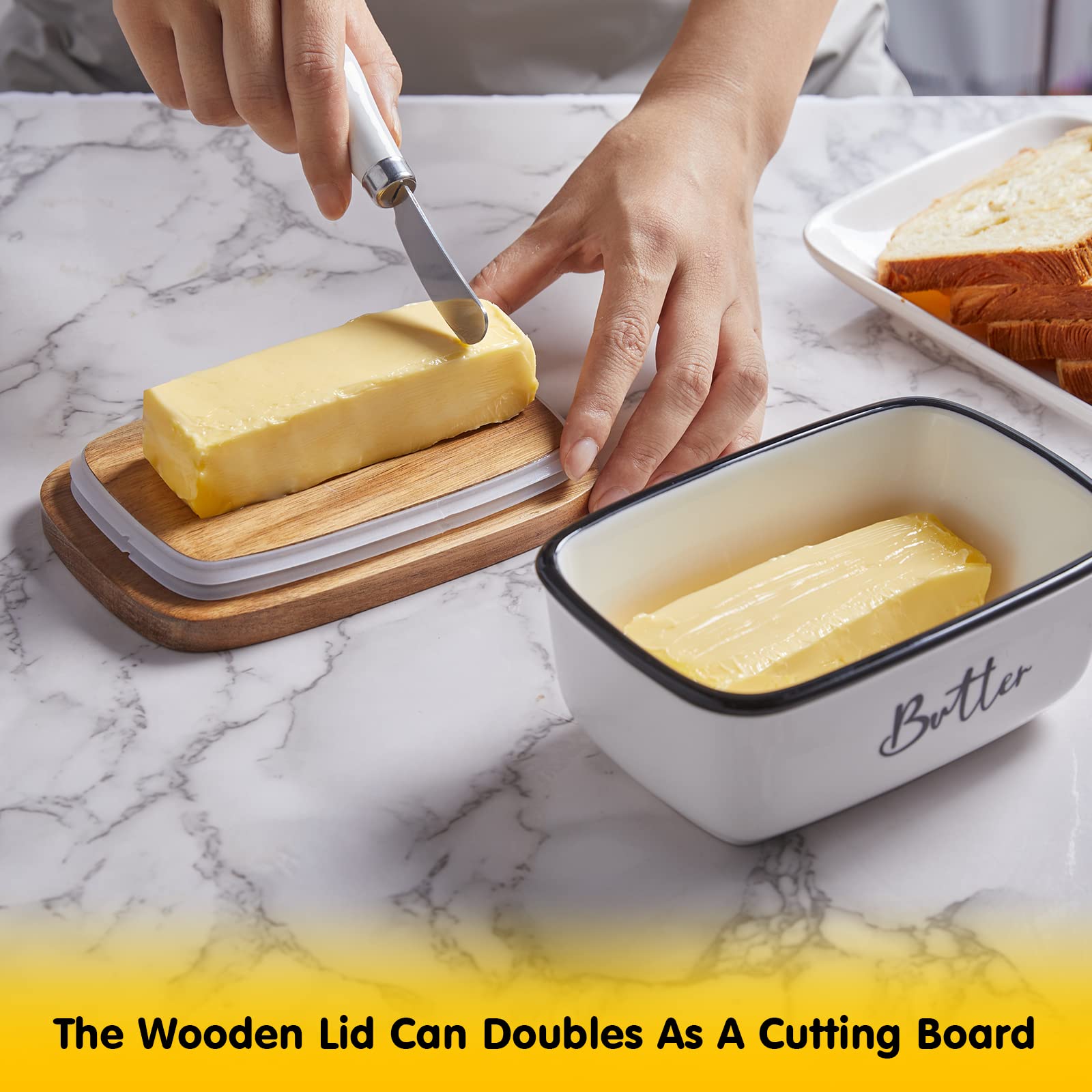 Allelion butter dish with easy-access design for quick buttering