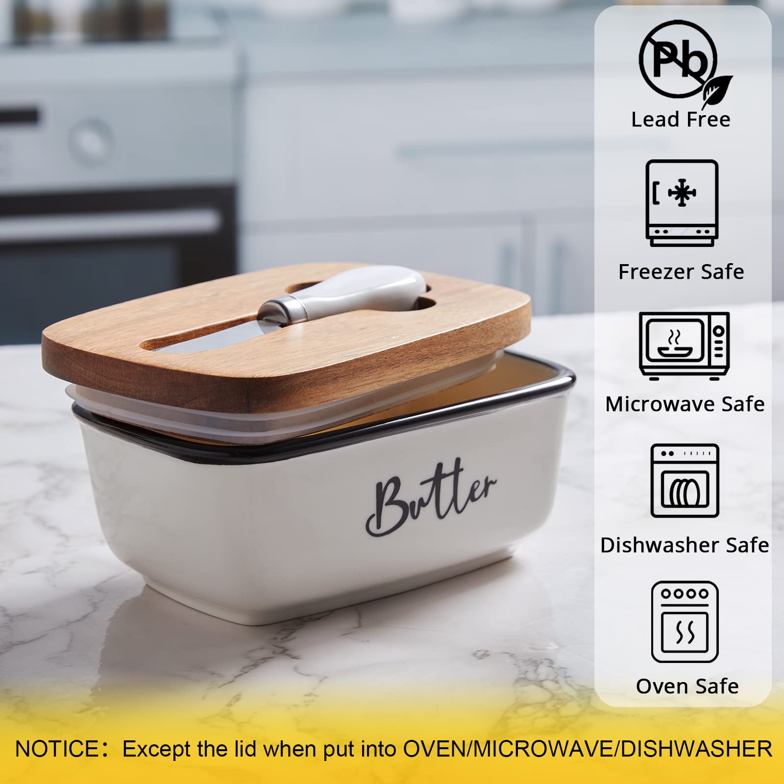 Allelion butter dish sits stylishly on a countertop for daily use