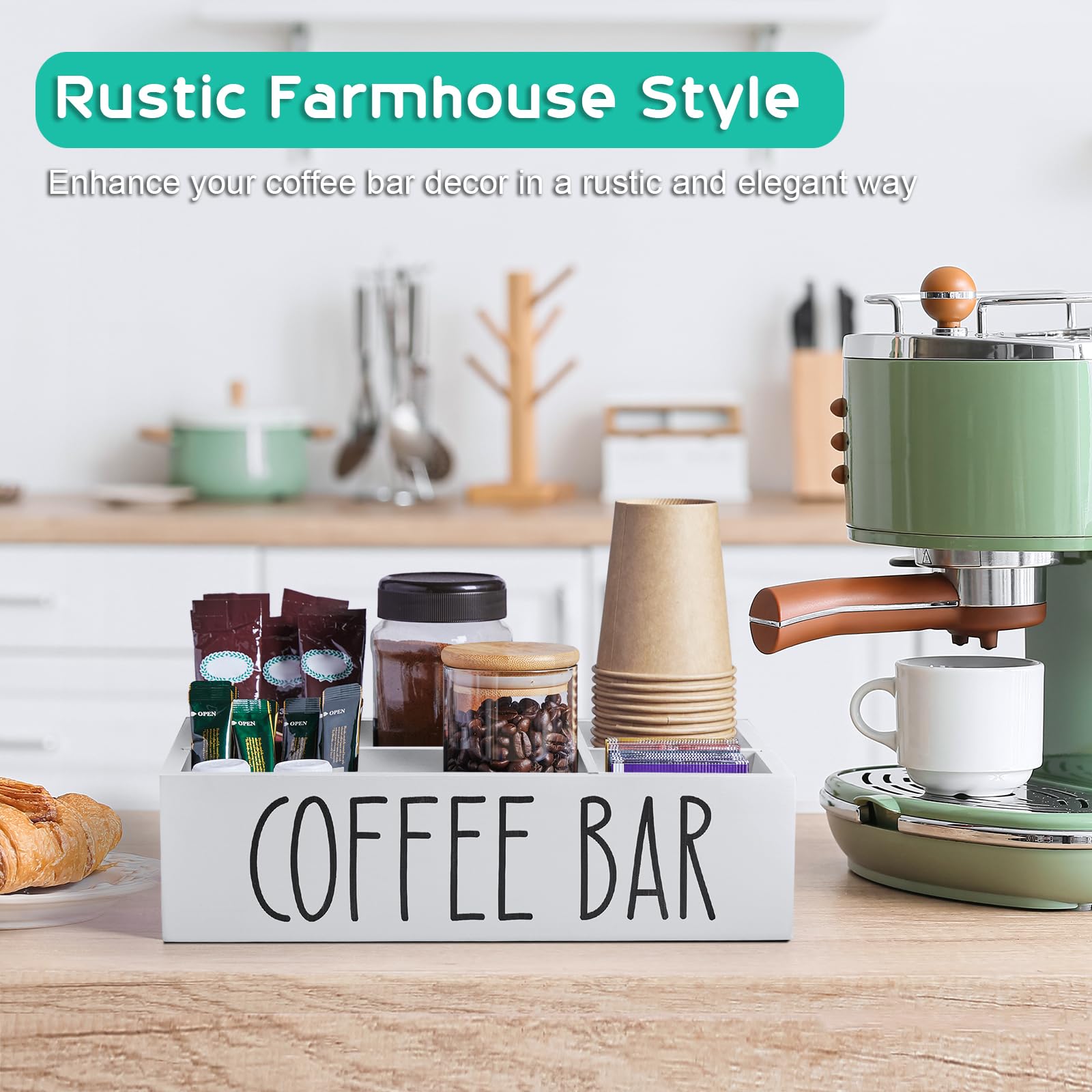 ALELION coffee bar station display with cups and syrups within reach