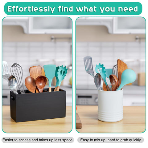 ALELION removable divider inside adapts space for taller utensils.