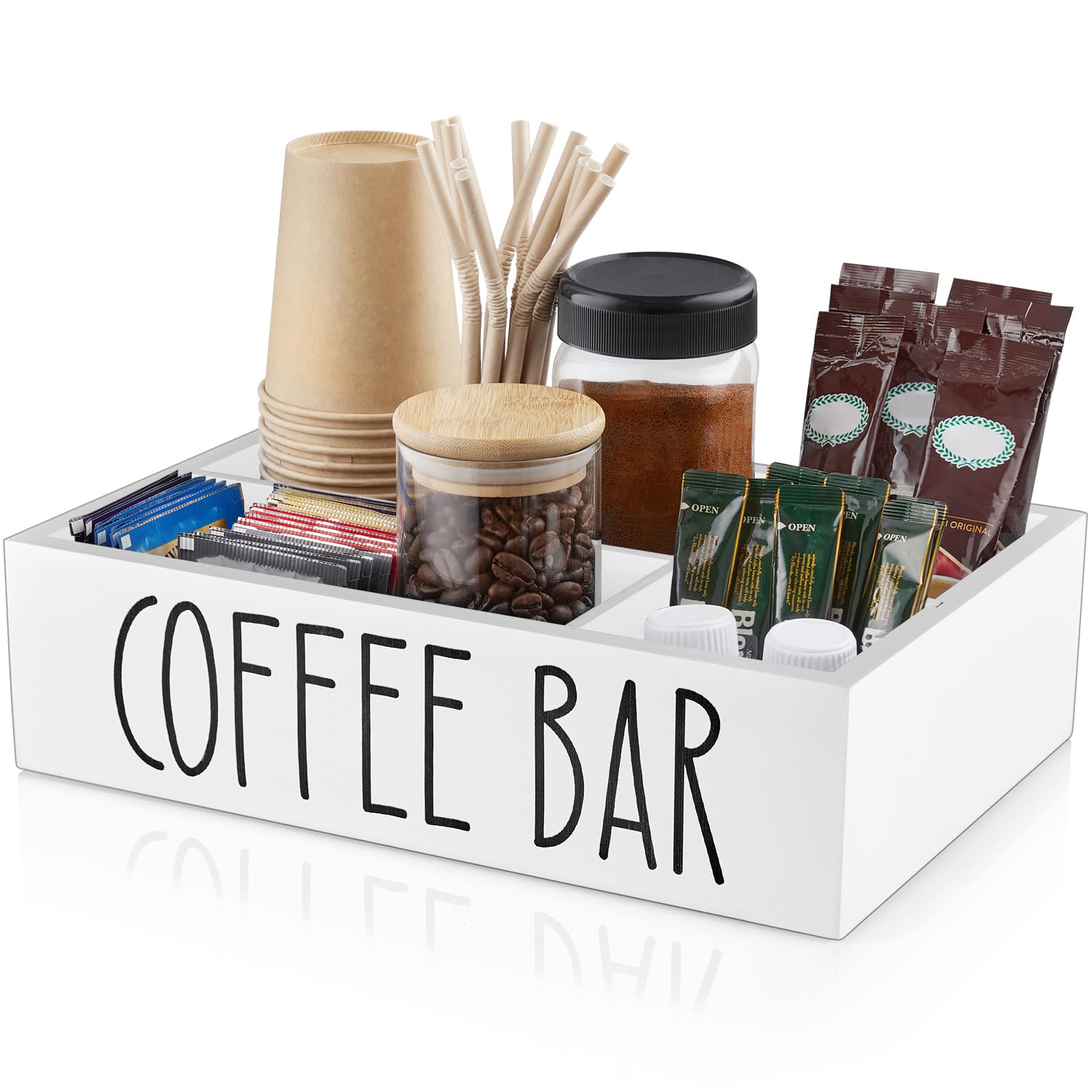 ALELION white coffee station organizer on countertop for neat pod storage
