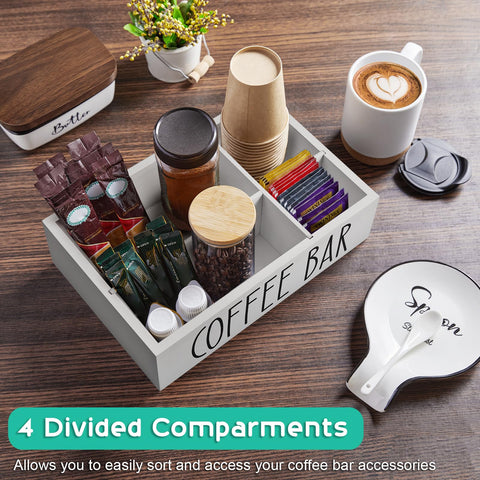 ALELION wooden coffee organizer surface is durable and easy to clean