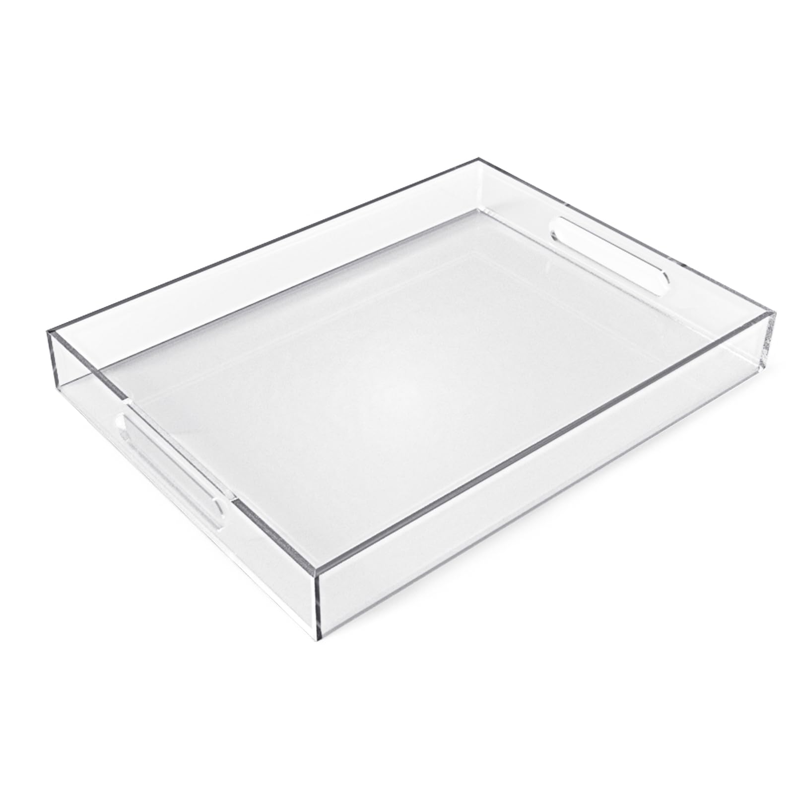 Allhercom 12x16 acrylic serving tray with handles for secure, easy transport.