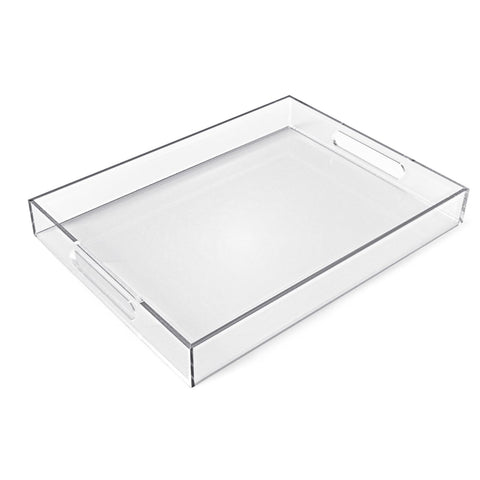 Allhercom 12x16 acrylic serving tray with handles for secure, easy transport.
