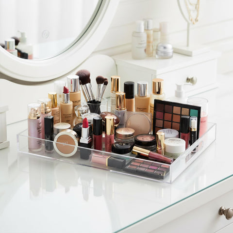 Allhercom lucite tray for coffee table adds elegant organization and display.