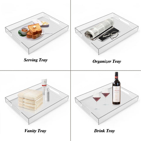 Allhercom smooth-edge acrylic tray blends with modern décor and adds durability.