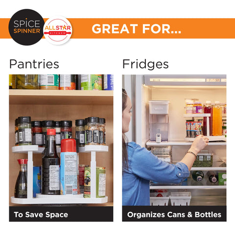 Allstar Spice Spinner cabinet-fit saves shelf space.