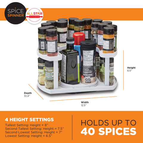 Allstar Spice Spinner in fridge provides easy bottle access.
