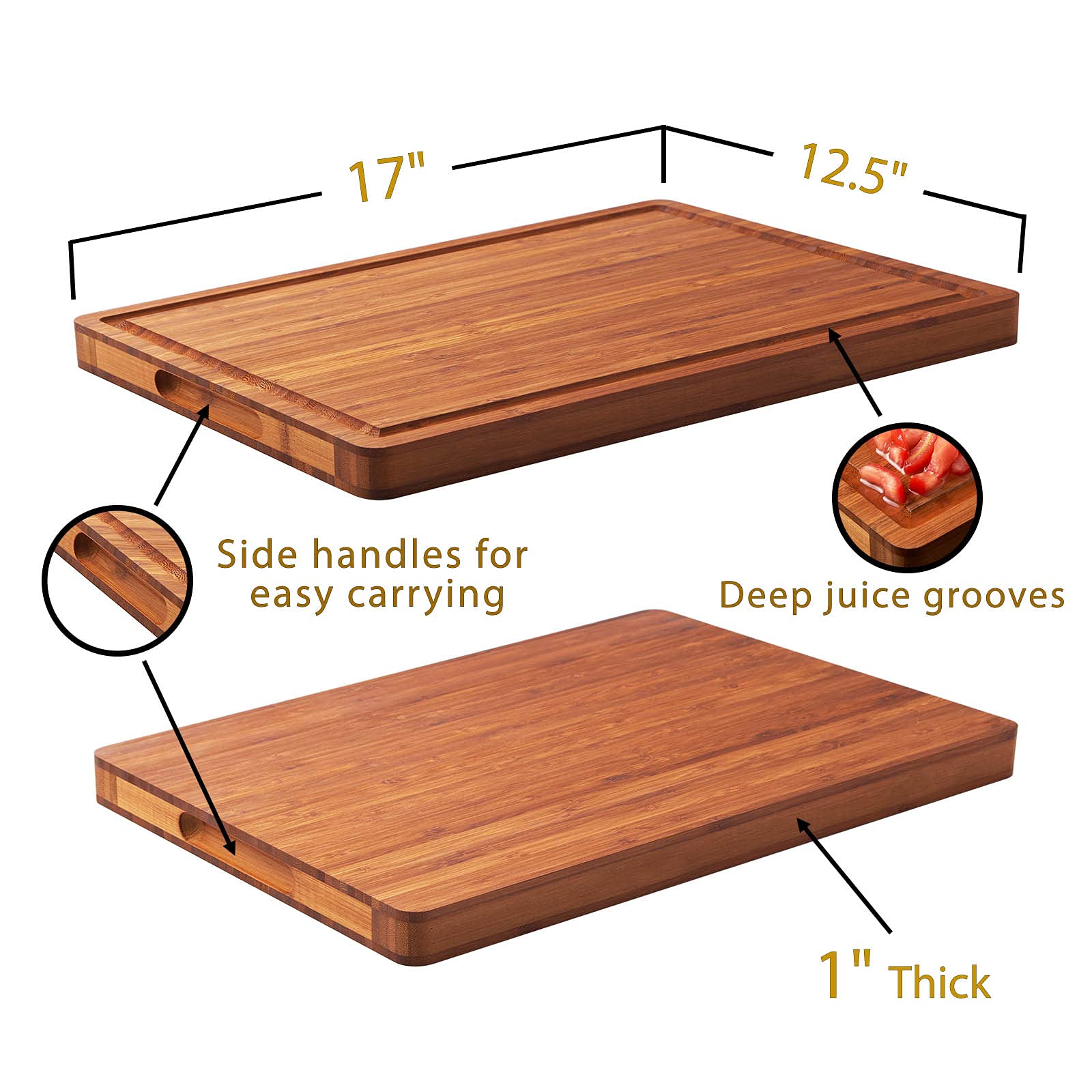 Allsum bamboo cheese board with handles for easy entertaining