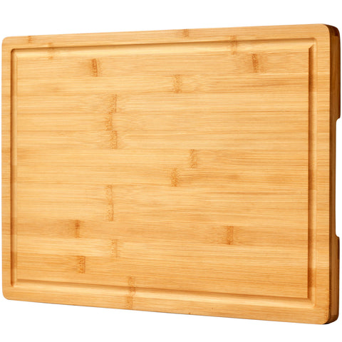 Allsum bamboo cutting board 20x14 top view, knife-friendly surface.