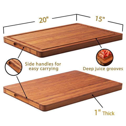 Allsum bamboo board juice grooves close-up detailing mess containment