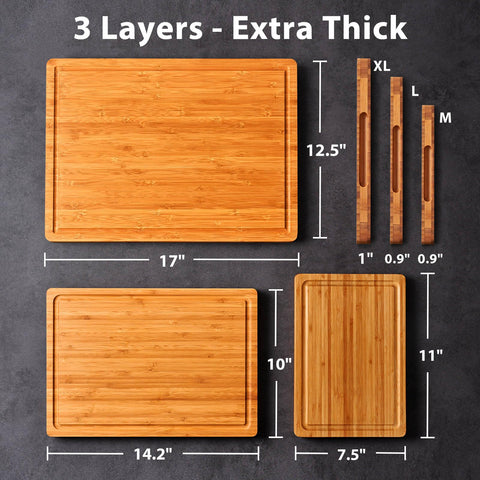 Allsum bamboo board with juice grooves – catches drips during prep.