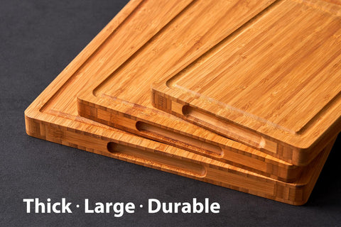 Allsum meat-ready bamboo board – durable surface for raw meat prep.