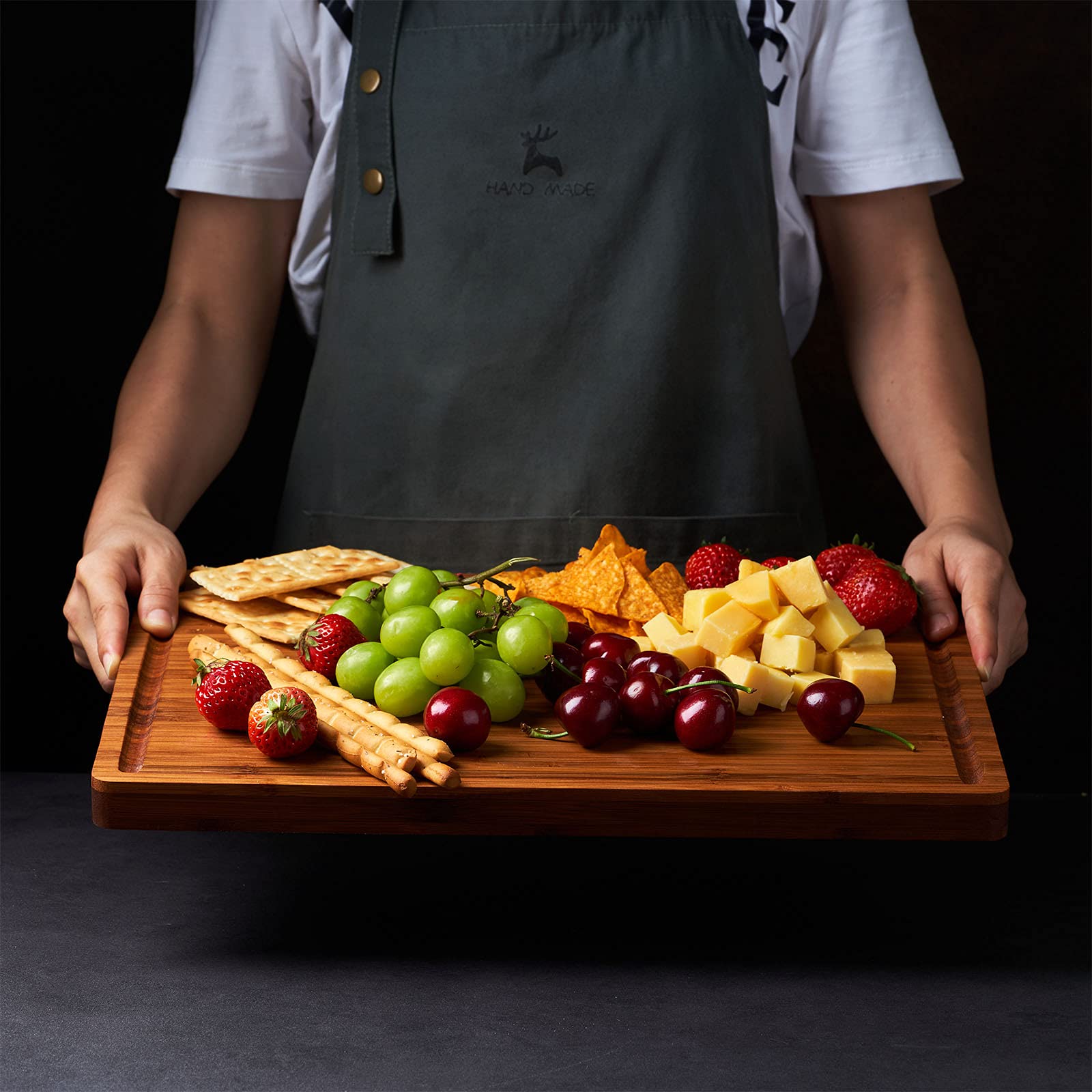Allsum charcuterie board 17x12.5 inches for generous platters