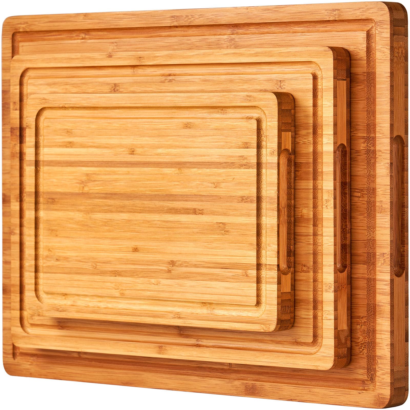 Allsum 3-piece bamboo cutting boards set – large surface for bulk meal prep.