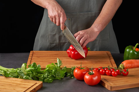 Allsum 3-piece bamboo cutting boards set – medium board for veggie chopping and prep.