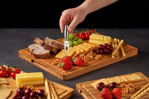 Allsum 3-piece bamboo cutting boards set – small board for fruit prep and serving.