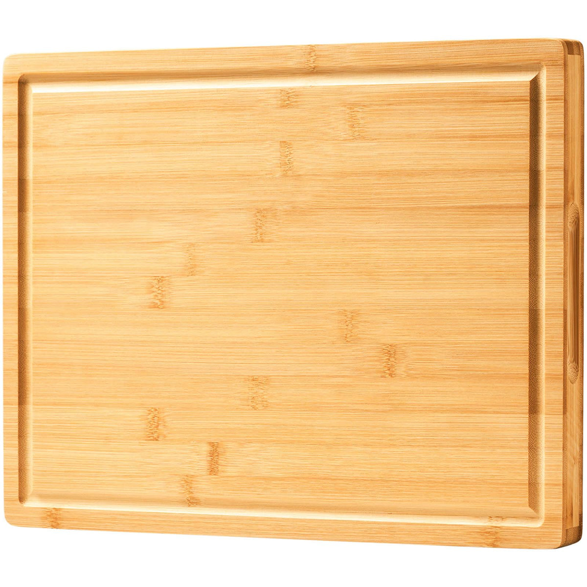 Allsum large bamboo cutting board with 1-inch thickness, ideal for heavy chopping.
