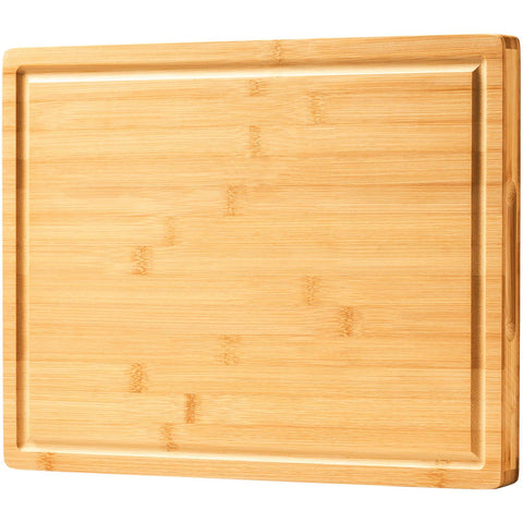 Allsum large bamboo cutting board with 1-inch thickness, ideal for heavy chopping.