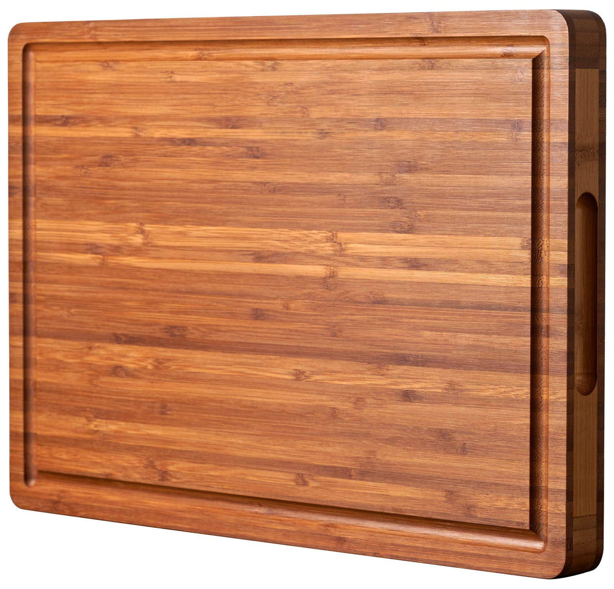 Allsum large bamboo cutting board with juice grooves keeps counters dry during prep