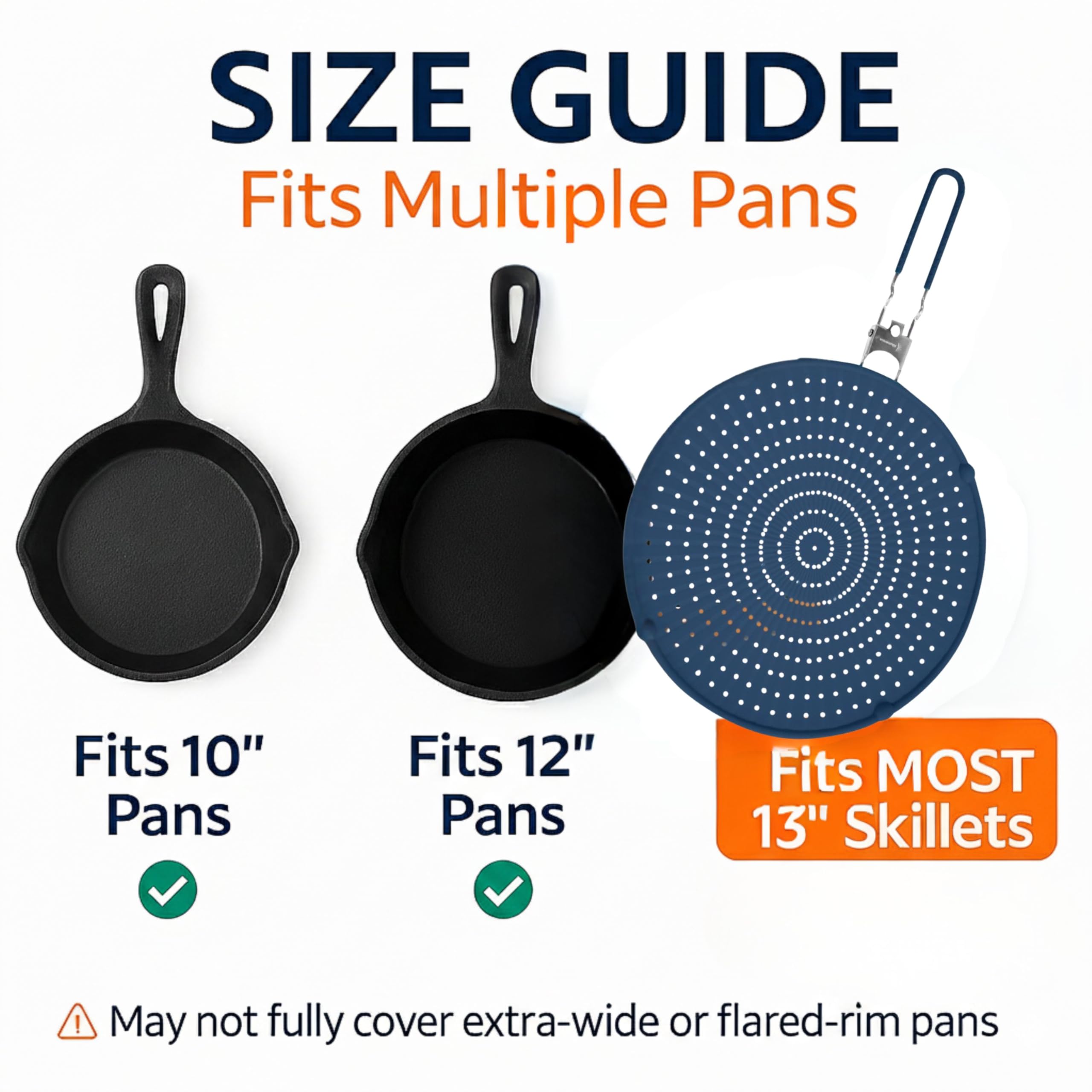 Allumerous bacon sizzle guard prevents oil splatter during frying.
