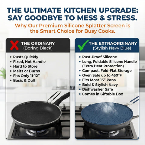 Allumerous splatter screen is dishwasher-safe for quick cleanup after frying.