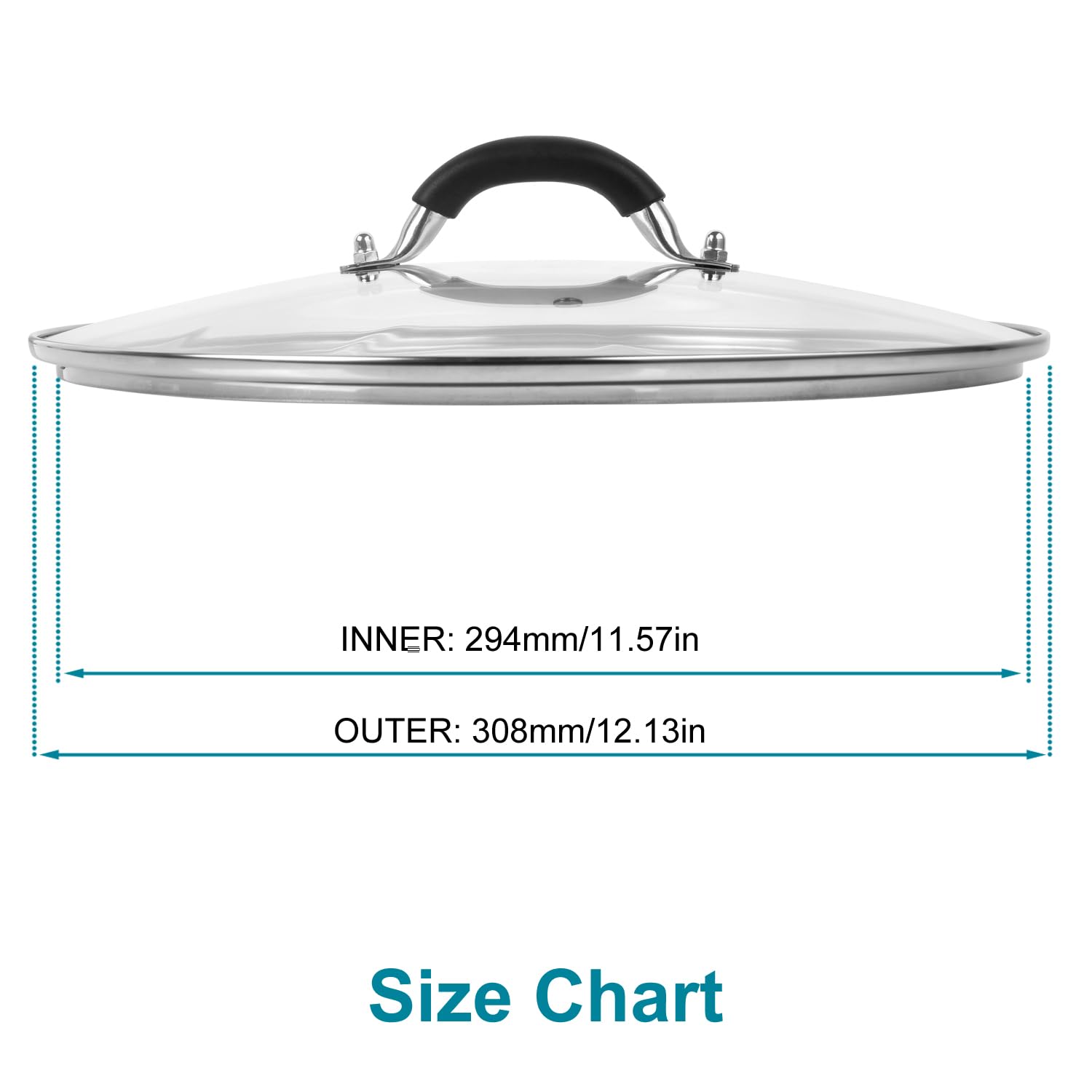 ALLWIN 12-inch lid shows steam vent and stainless handle for safer cooking.