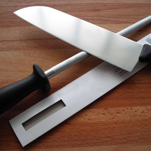 ALLWIN-HOUSEWARE W black sharpening steel finish adds a sleek professional look.