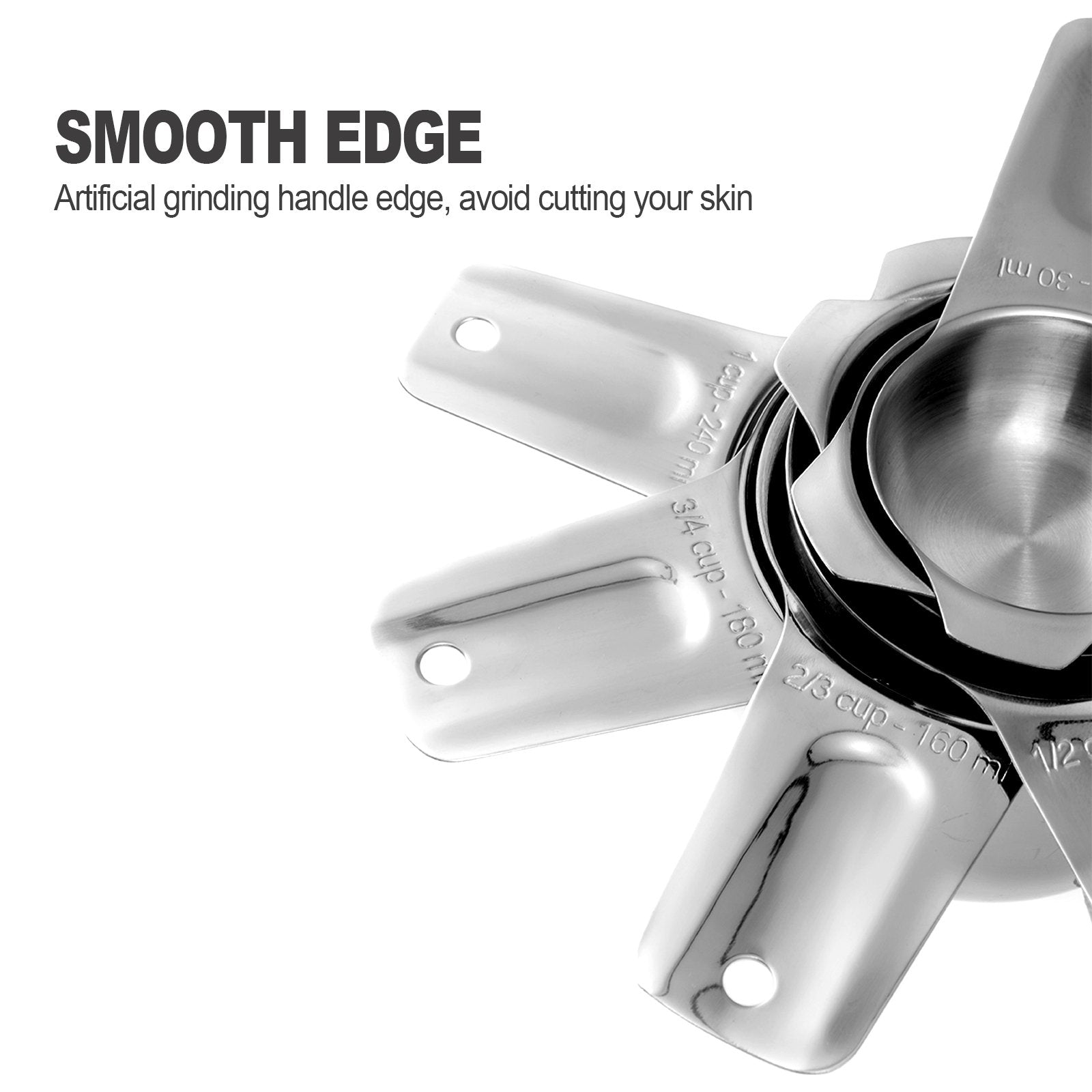 ALLWIN-HOUSEWARE W stainless steel cups close-up with satin brushed finish for a premium look